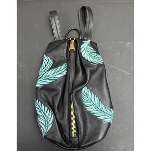 Aimee Kestenberg Iconic Havana Leather Backpack Custom Leaf Embroidery GUC